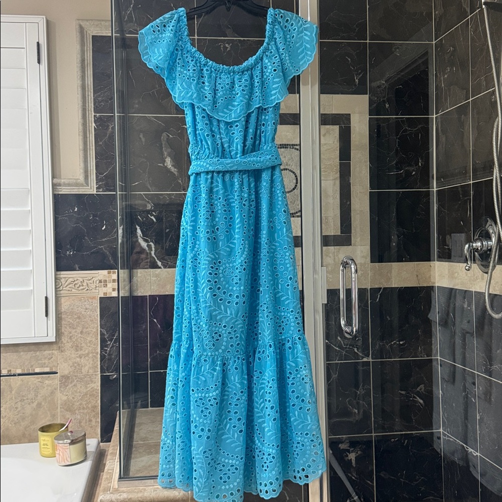 Lilly Pulitzer Blue Eyelet Maxi Dress, size M, NWT. - Picture 4 of 6